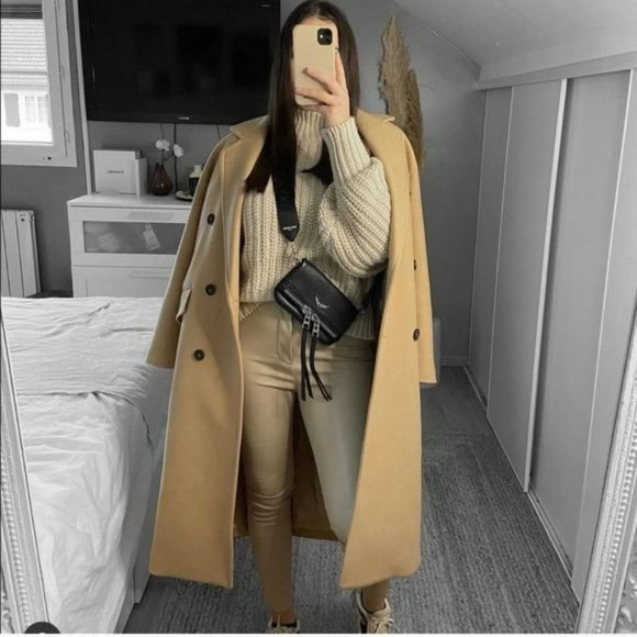 NWT ZARA WOOL COAT LIGHT CAMEL XXL BLOGGER'S FAV - Picture 6 of 12